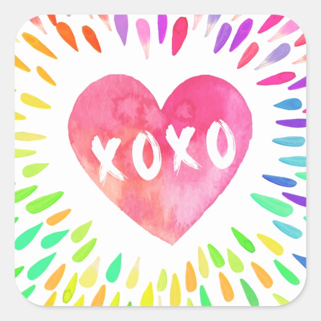 XoXo Heart Quadratischer Aufkleber (Vorderseite)