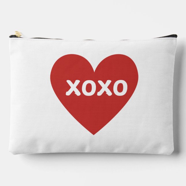 XOXO Heart Zipper Pouch Make-up Bag Zubehörtasche (Vorderseite)