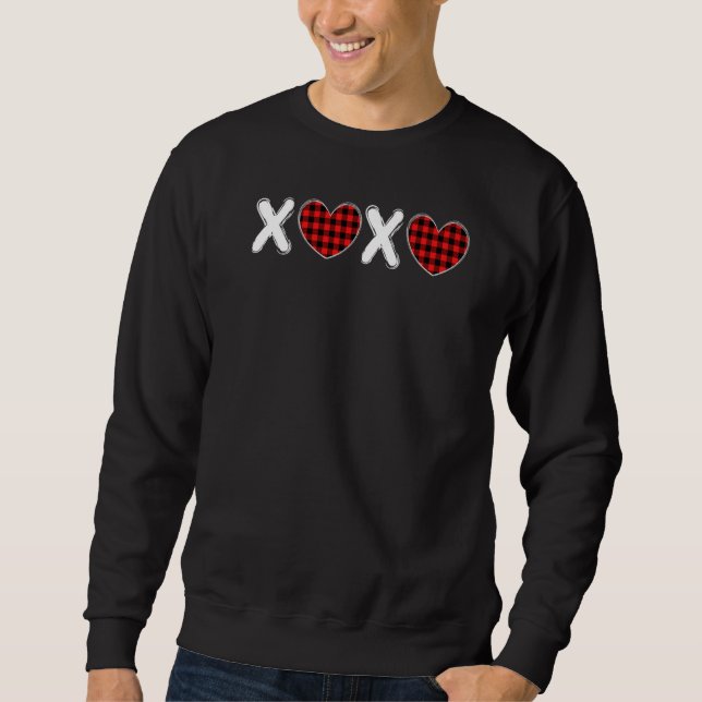 XOXO Hearts Buffalo Plaid Valentine's Day Matching Sweatshirt (Vorderseite)