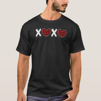XOXO Hearts Buffalo Plaid Valentine's Day Matching T-Shirt