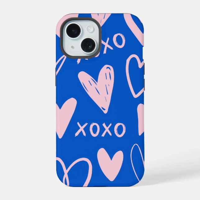 XOXO Hearts iPhone 15 Case Hülle (Rückseite)