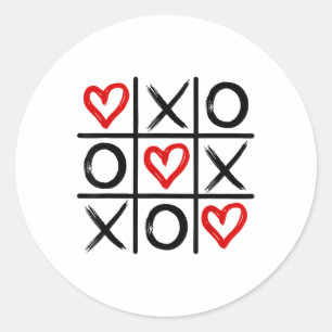 Xoxo Hearts Valentine Hugs Kisses Tic-tac-toe Wome Runder Aufkleber