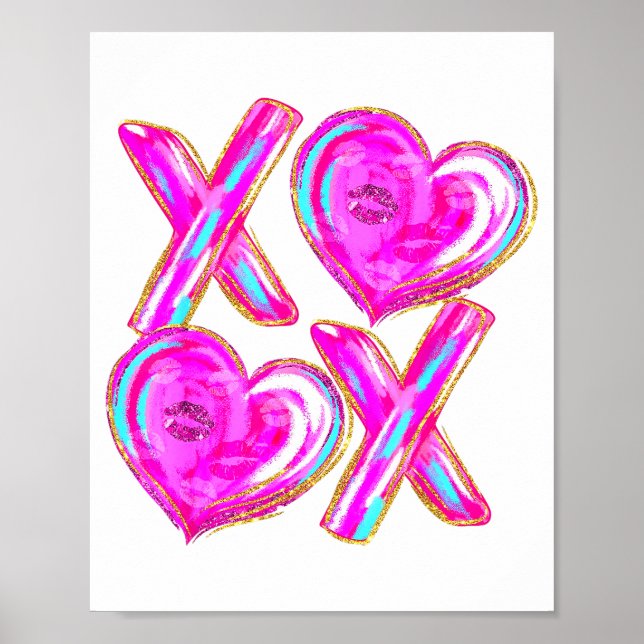 Xoxo Hearts Valentine's Day Women Girls Vday  Poster (Vorne)