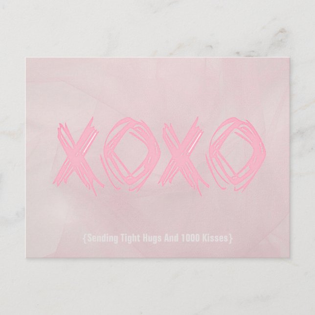 XOXO Hellrosa Postkarte (Vorderseite)