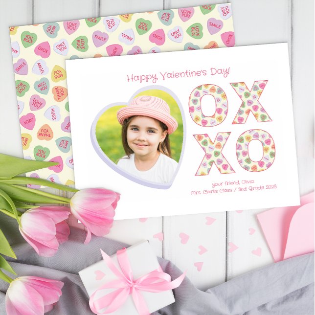 XOXO Herz-Foto-Klasse Valentine's Card Mitteilungskarte (xoxo Classroom Valentine)