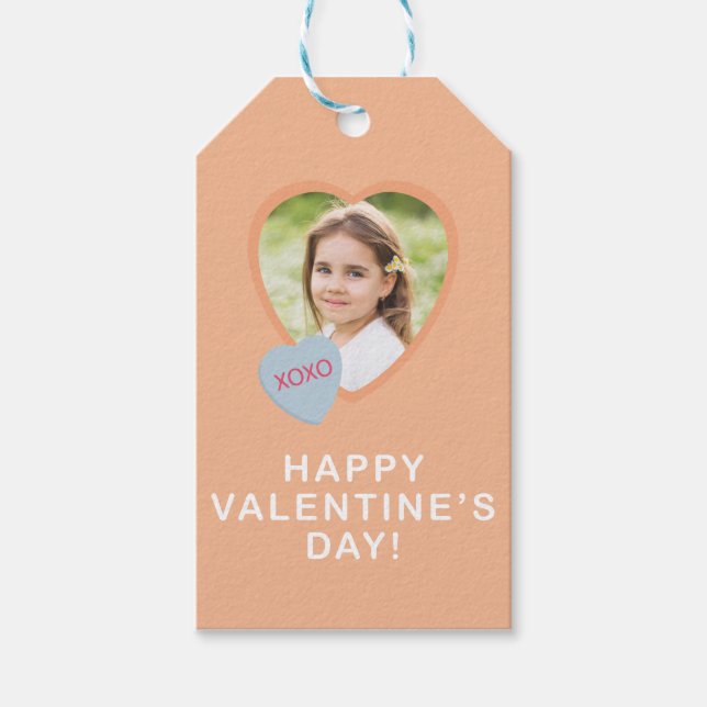 XOXO Herz-Foto Valentinstag Geschenk Tag Geschenkanhänger (Vorderseite)