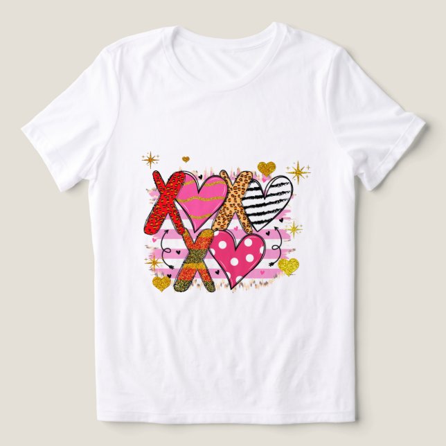 XOXO Herz Niedlich und spielerisch Tri-Blend Shirt (Design Vorderseite)