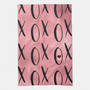 XOXO Herz Rosa Glam Geschirrtuch