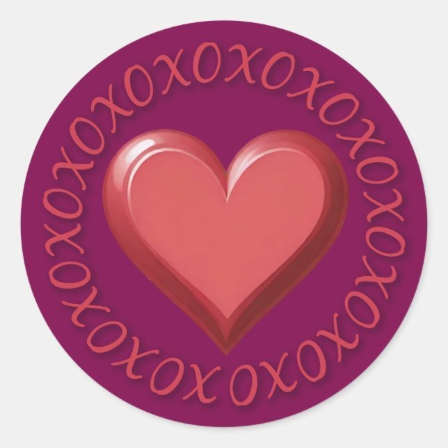 XOXO Herz-Sticker Runder Aufkleber (Vorderseite)