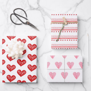XOXO Herz Valentinstag Geschenke Geschenkpapier Set