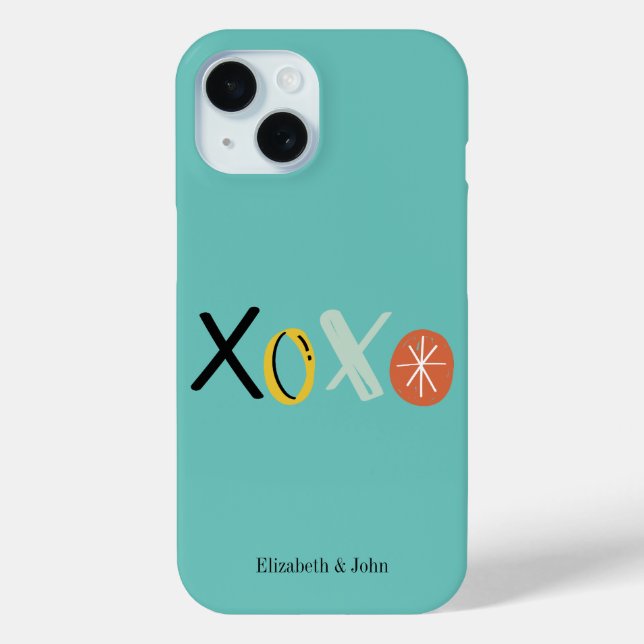 "XOXO" Herz Valentinstag Minze Grün Case-Mate iPhone Hülle (Rückseite)