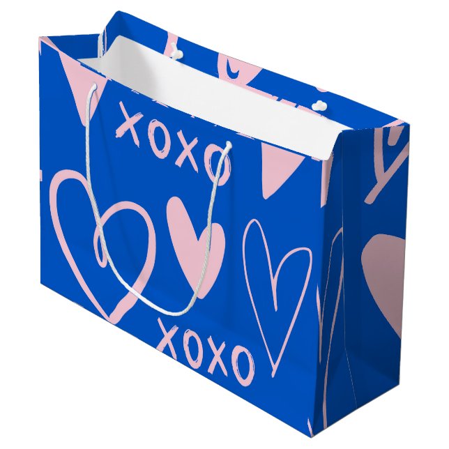 XOXO-Herzen Große Geschenktasche  Geschenktüte (Vorderseite Schrägansicht)