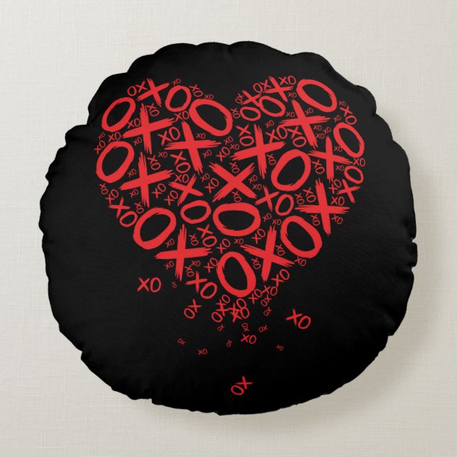 XOXO Herzweihnachtsfest Rundes Kissen (Vorderseite)