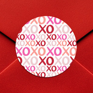 XOXO Hugs and Kisses Modern Girly Galentine Party Runder Aufkleber