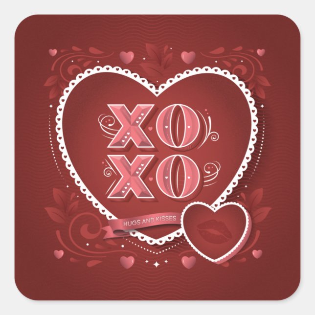 XOXO (Hugs and Kisses) / Square Stickers (Vorderseite)