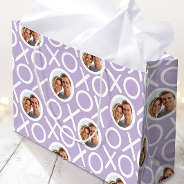 XOXO Hugs & Kisses 2 Custom Photo Purple Modern Große Geschenktüte