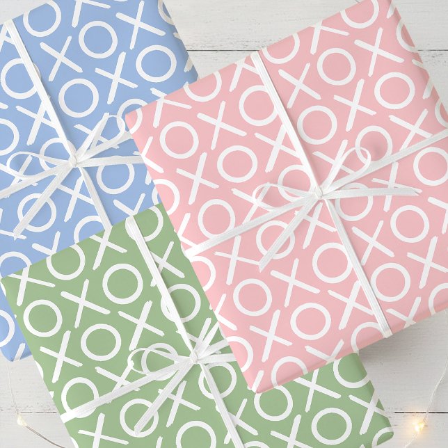XOXO Hugs & Kisses Birthday Pink Blue Green Geschenkpapier Set (Von Creator hochgeladen)