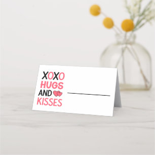 XOXO Hugs Kisses Brautparty Pink Black Wedding Platzkarte