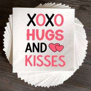 XOXO Hugs Kisses Brautparty Pink Black Wedding Serviette