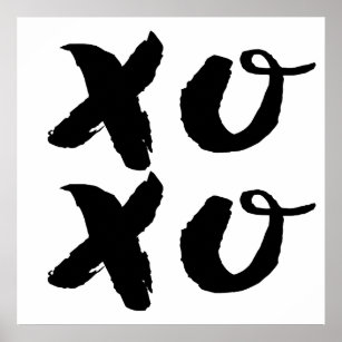 XOXO Hugs & Kisses   Brush Typograf Poster