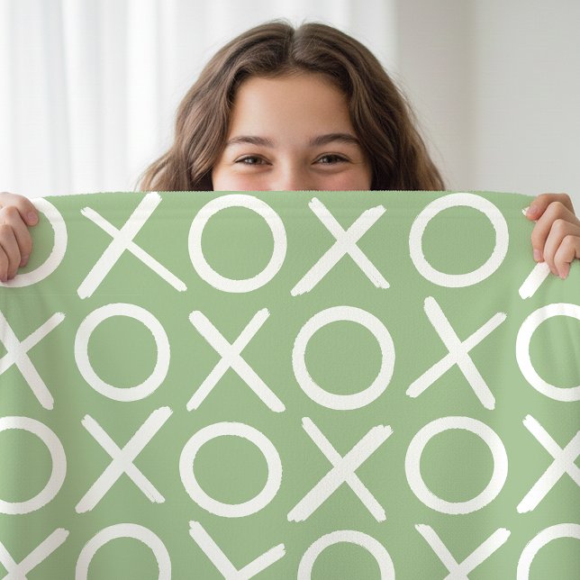 XOXO Hugs & Kisses Green Stylish Modern Pattern Fleecedecke (Von Creator hochgeladen)