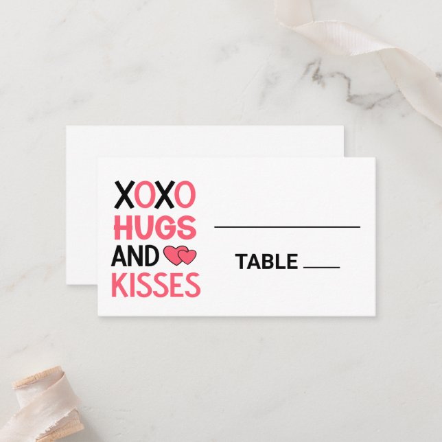 XOXO HUGS KISSES HerzS Brautparty Hochzeit Platzkarte (Vorderseite/Rückseite Beispiel)