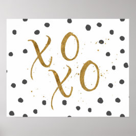 "XOXO" Hugs & Kisses Imitate Gold Dot Poster