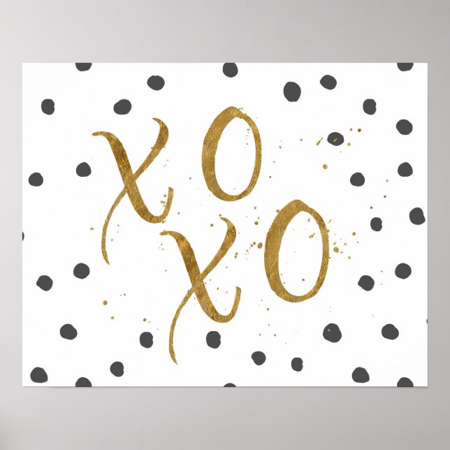"XOXO" Hugs & Kisses Imitate Gold Dot Poster (Vorne)