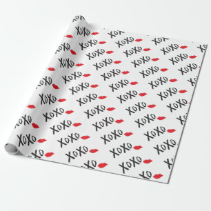 XoXo-Hugs-Kisses-mit-Rot-Lippen Geschenkpapier