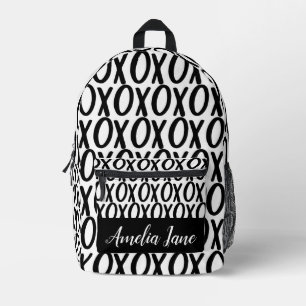 XOXO Hugs Kisses Schwarz-weiß Minimalistisch Bedruckter Rucksack