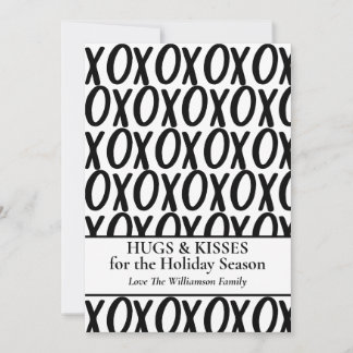 XOXO Hugs Kisses Schwarz-weiß Minimalistisch Feiertagskarte