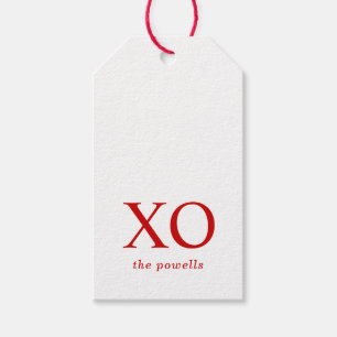 XOXO Hugs & Kisses Simple Red Minimalistisch Gevor Geschenkanhänger