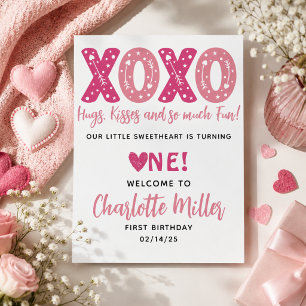 XOXO Hugs & Kisses Valentinstag 1. Geburtstag Poster