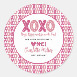XOXO Hugs & Kisses Valentinstag 1. Geburtstag Runder Aufkleber