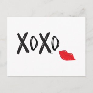 XoXo-Hugs-Kisses-with-Red-Lips Postkarte