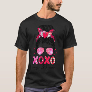 Xoxo Hugs und Kisses Messy Bun Leopard Happy Valen T-Shirt
