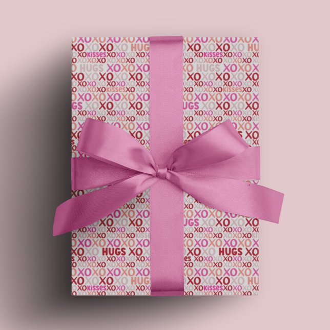 XOXO Hugs und Kisses Rosa Galentine Gegenwart Geschenkpapier (XOXO Hugs and Kisses Pink Red Galentine Present Wrapping Paper)