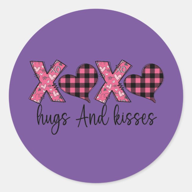 Xoxo Hugs und Kisses Runder Aufkleber (Vorderseite)