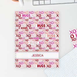 XOXO Hugs und Kisses Valentine Pink und Rot Modern Notizbuch