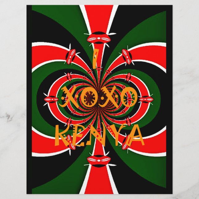 XOXO I Liebe Kenya Black Green National Flag (Vorderseite)
