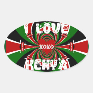 XOXO I Liebe Kenya Hakuna Matata Geschenke Ovaler Aufkleber