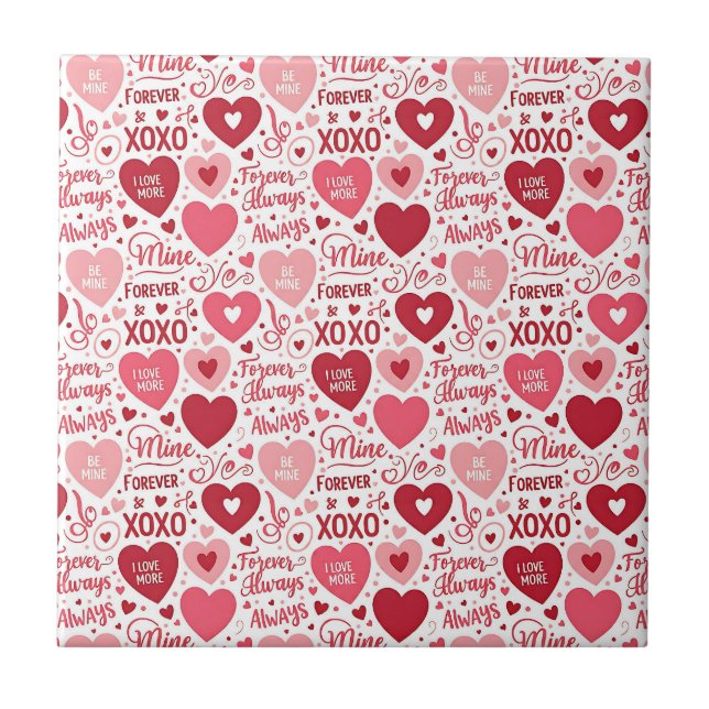 XOXO & Immer Mein Rosa Rot Fliese (Vorderseite)