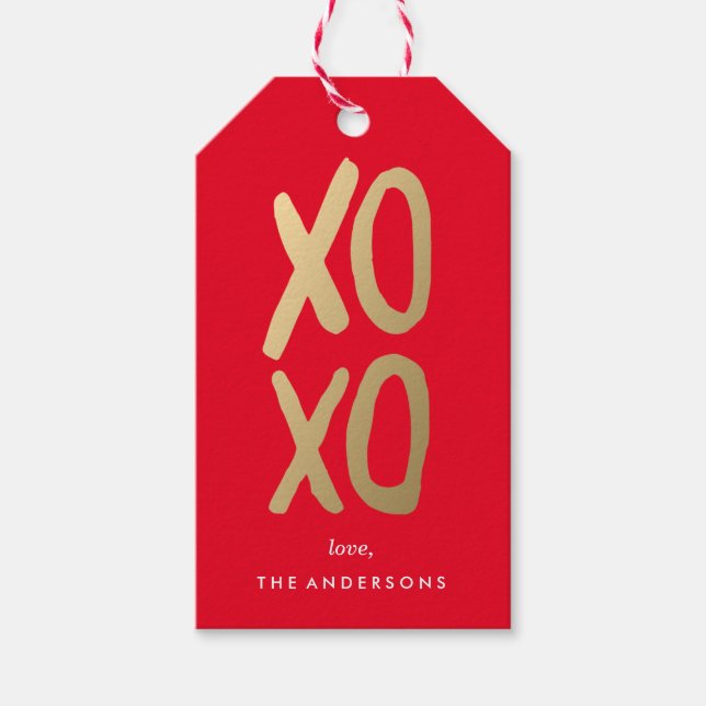 XOXO in Rot | Gift Tags Geschenkanhänger (Vorderseite)
