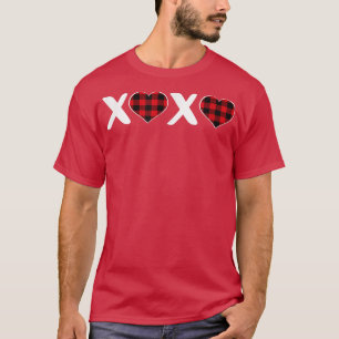 XOXO Kariert Heart Print Graphic Womens Valentine T-Shirt