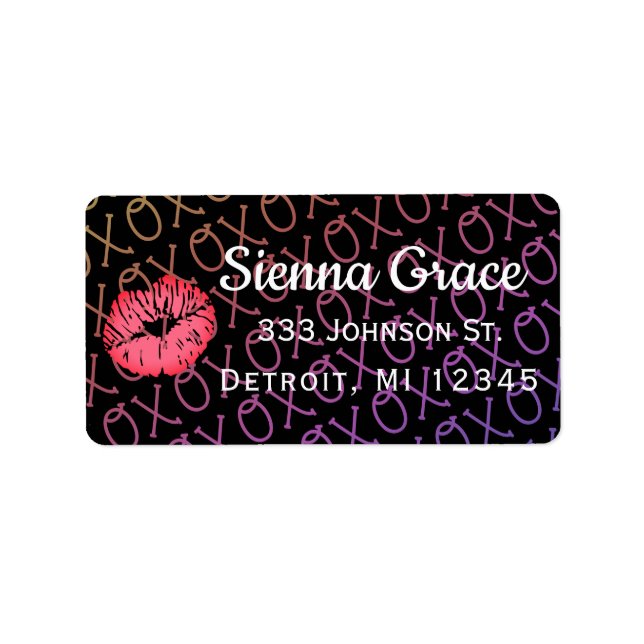 XOXO Kiss Adressaufkleber (Vorne)