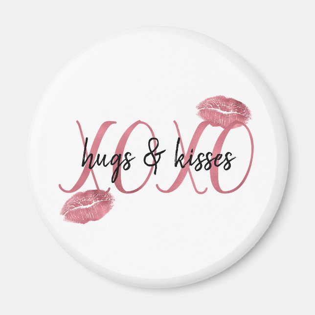 XOXO Kisses Pink Lippen personalisiert Magnet (Vorne)