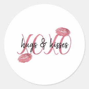 XOXO Kisses Rosa Lippen Runder Aufkleber