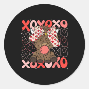Xoxo Kuh Valentine Bubblegum Western Valentines Da Runder Aufkleber