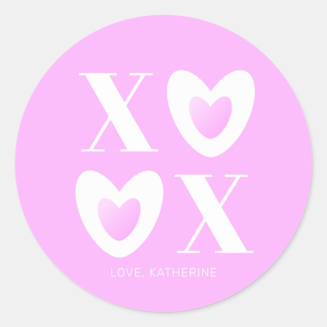 XOXO Lavendel lilac herzen typografie mädchenhaft  Runder Aufkleber (Vorderseite)