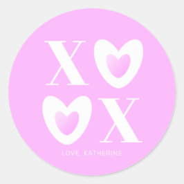XOXO Lavendel lilac herzen typografie mädchenhaft  Runder Aufkleber